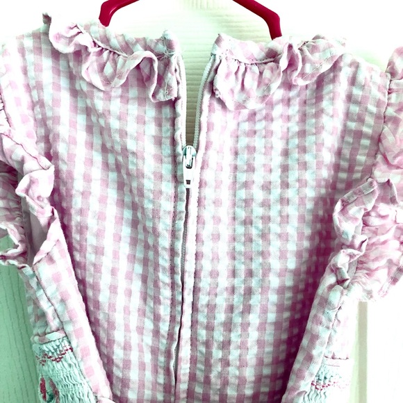 Pink & White Checkered dress w/ Smocking - Picture 8 of 9